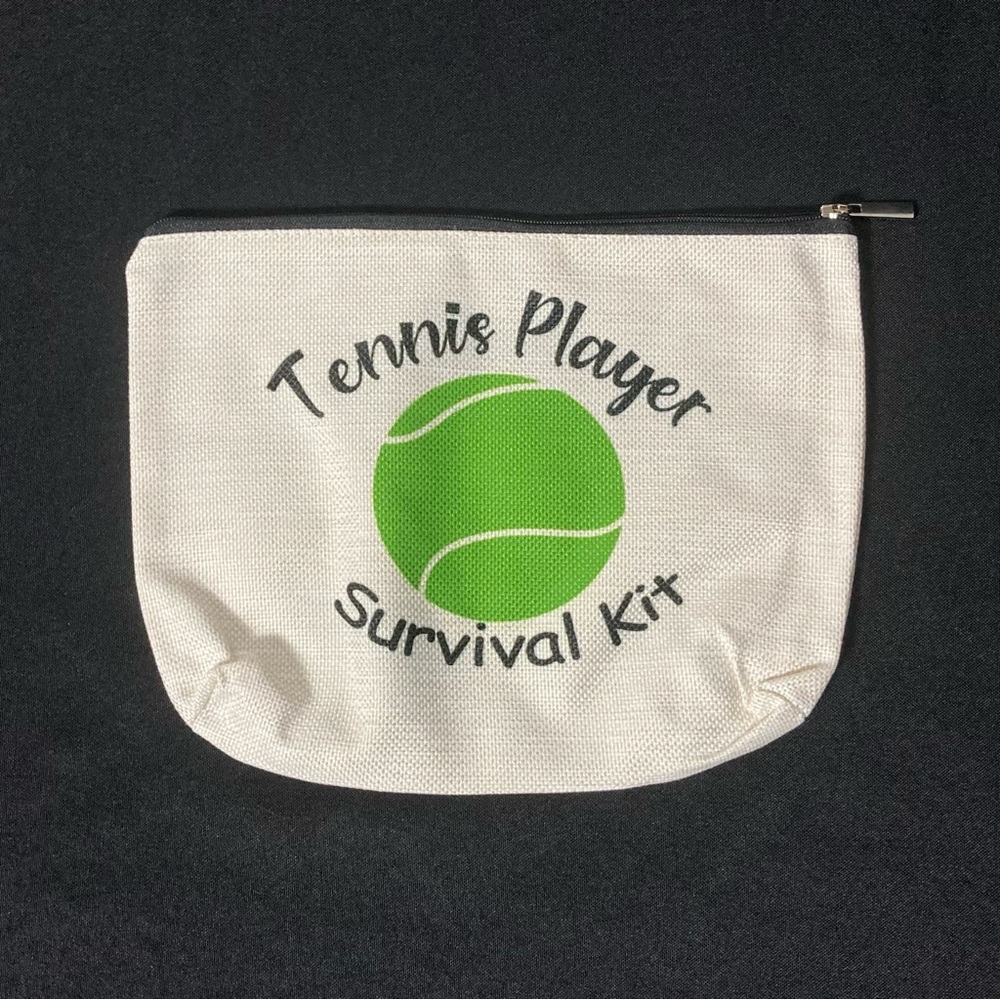 ⭐️ Women’s Sports White Canvas Medium Cosmetic Bag Tennis Player Survival Kit